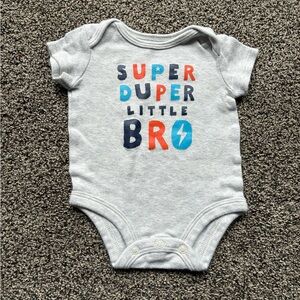 Carter’s Super Duper Little Bro Short Sleeve Onesie, Size Newborn